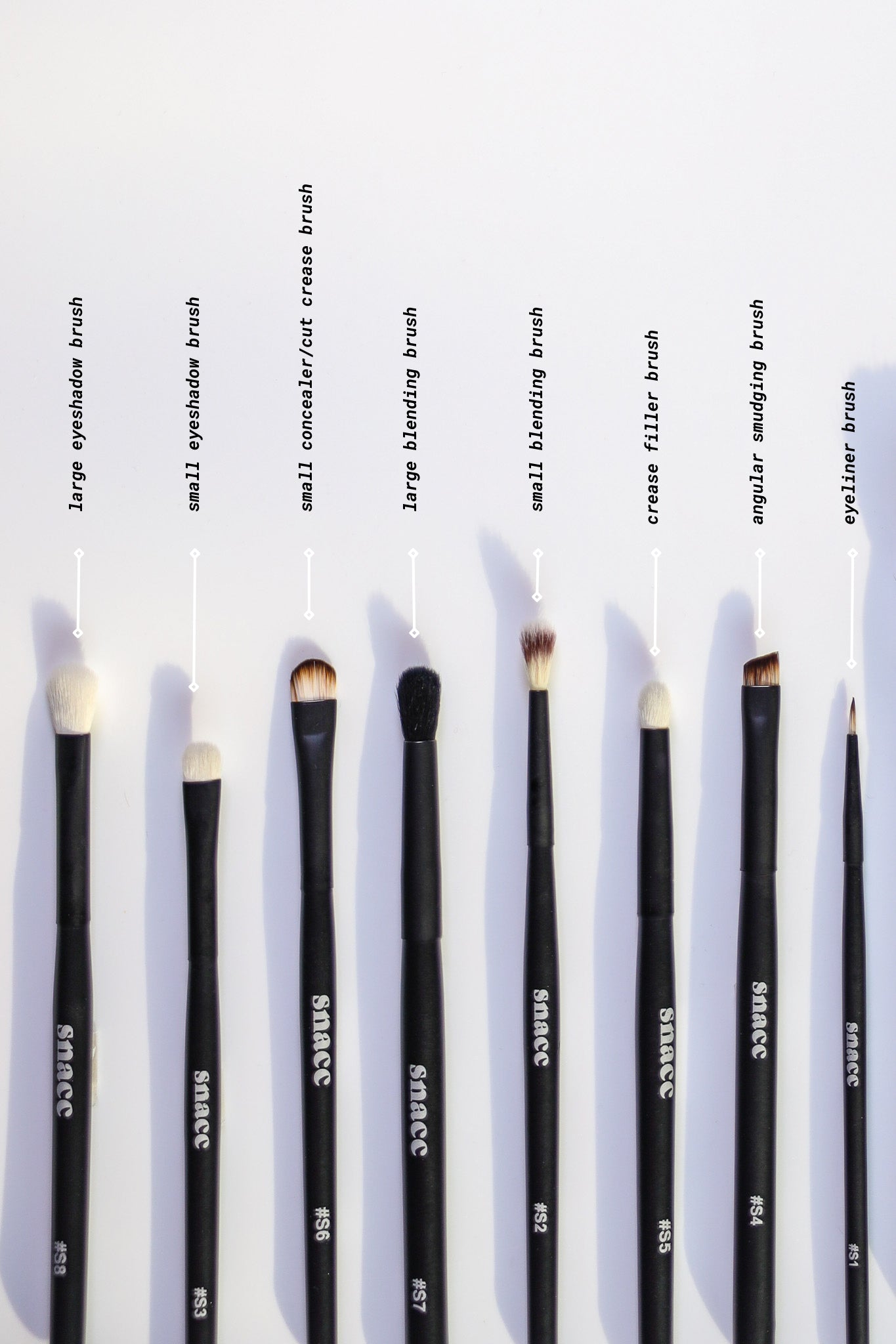 MIDNIGHT SNACC EYE MAKEUP BRUSHES - SET OF 8 - snacc cosmetics®