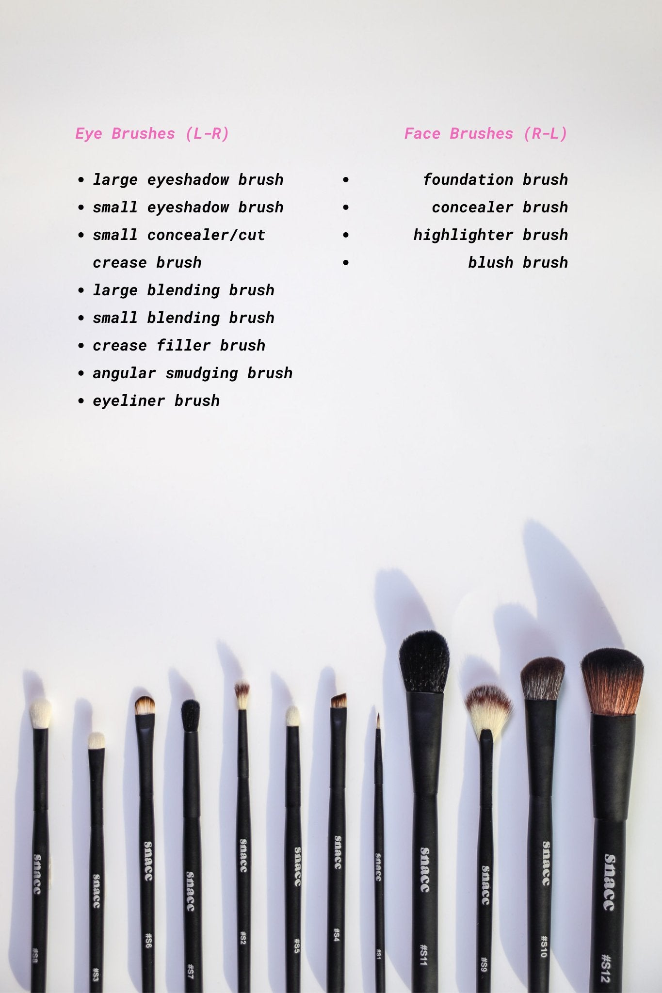 MIDNIGHT SNACC "MASTER SET" BRUSHES - SET OF 12 - snacc cosmetics®