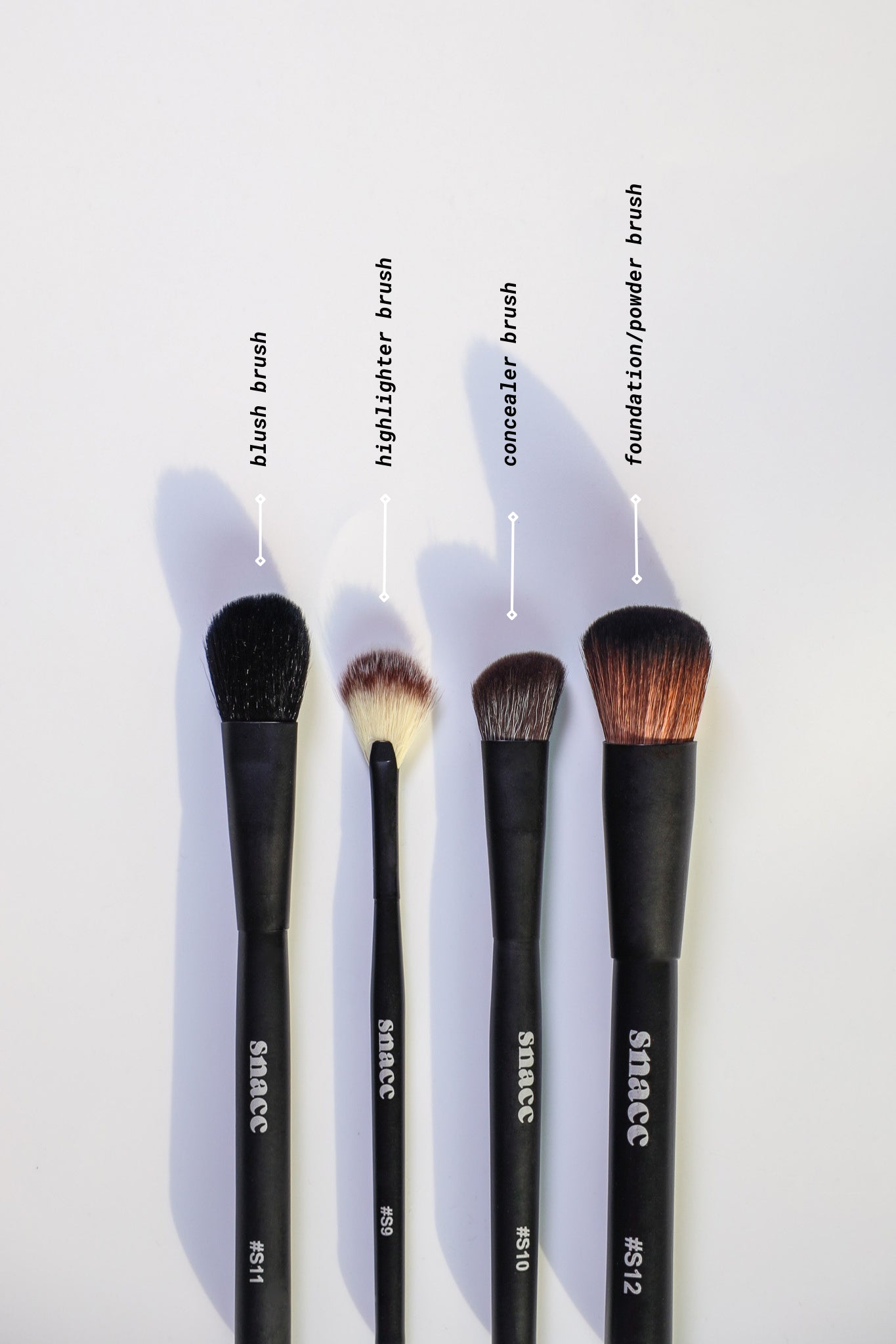 midnight snacc face makeup brushes - set of 4 brushes