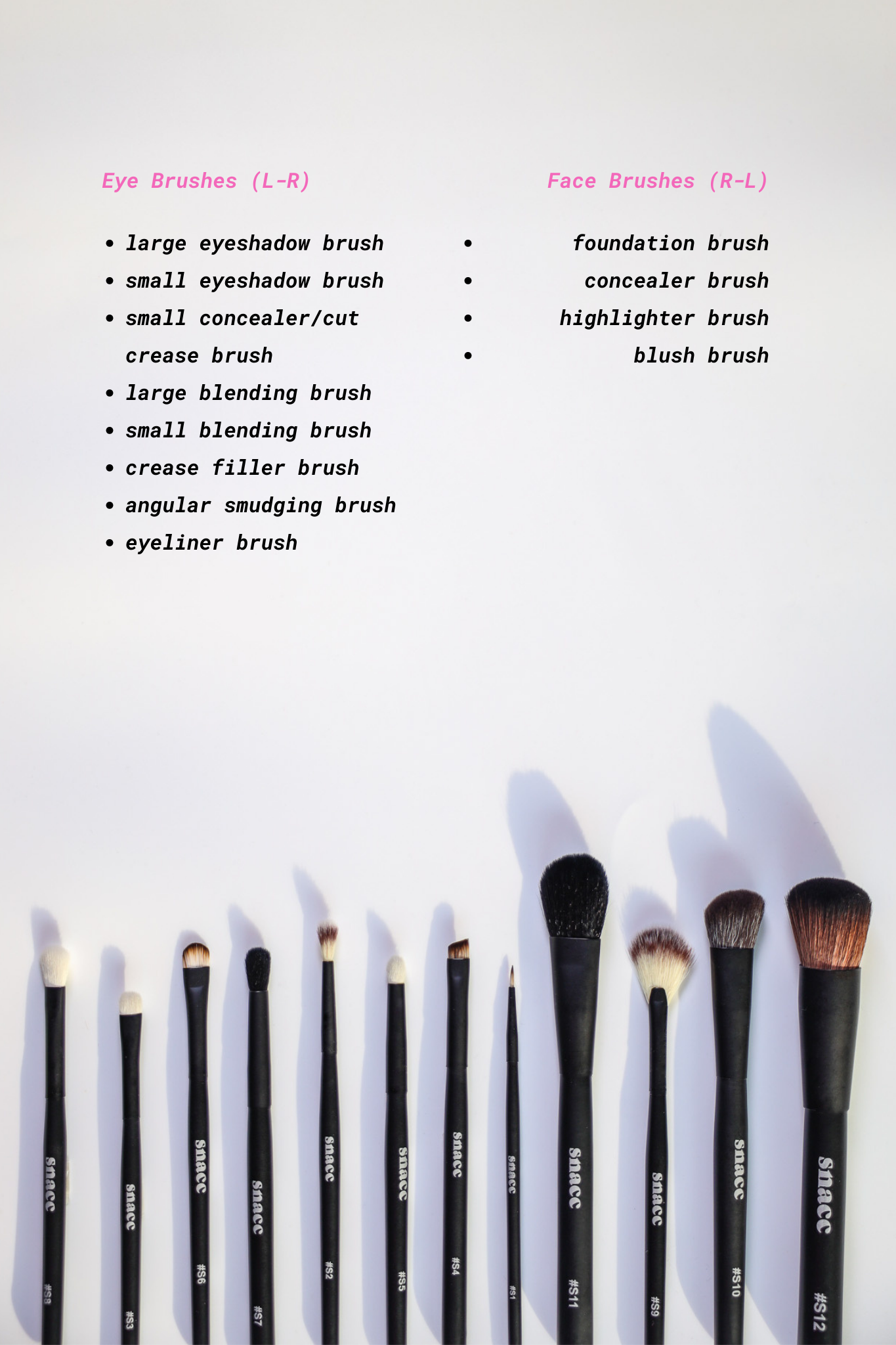 midnight snacc makeup brushes - master set of 12 brushes